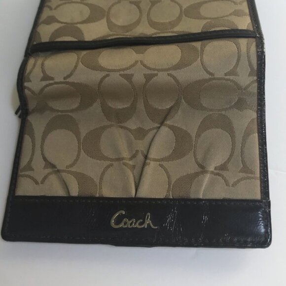 COACH Signature CC Leather Compact Zippy Wallet Monogram Tan Organizer Bag Logo - Picture 12 of 12